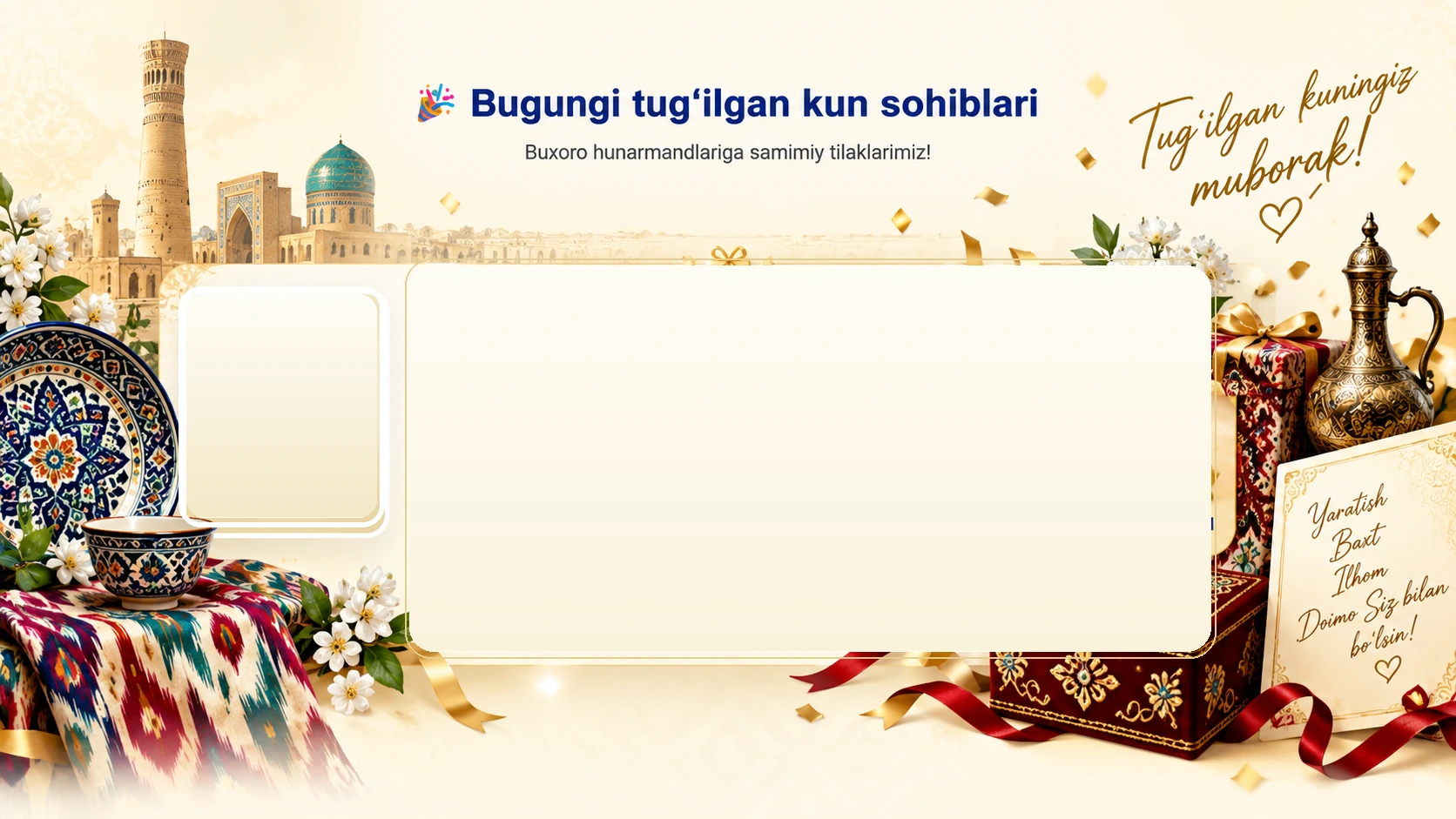 Buxoro hunarmandlari tug‘ilgan kun bayram bezagi
